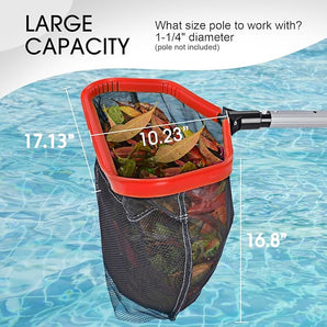 Goovilla Pool Net, Pool Skimmer Net with Double-Layer Deep Bag, Heavy Duty Aluminum Frame Swimming Pool Leaf Skimmer Rake